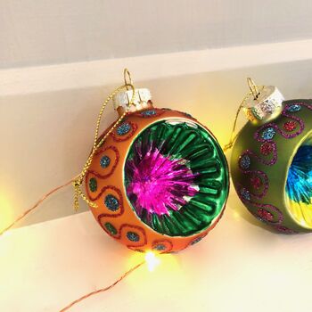 Vintage Style Indented Glass Bauble Set, 4 of 5