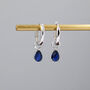 Sterling Silver Sapphire Blue Cz Droplet Hoop Earrings, thumbnail 5 of 12