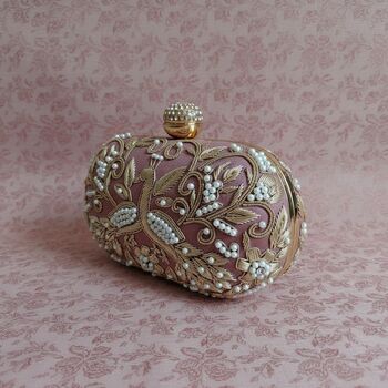 Peacock Oval Pink Clutch, 5 of 12