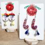 Painted Festive Elf Candy Cane Earrings With Stand, thumbnail 8 of 9