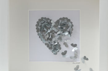 Framed 3D Silver Wedding Anniversary Butterfly Heart, 3 of 9