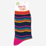 Women's Navy Blue Rainbow Stripe Bamboo Socks, thumbnail 4 of 4