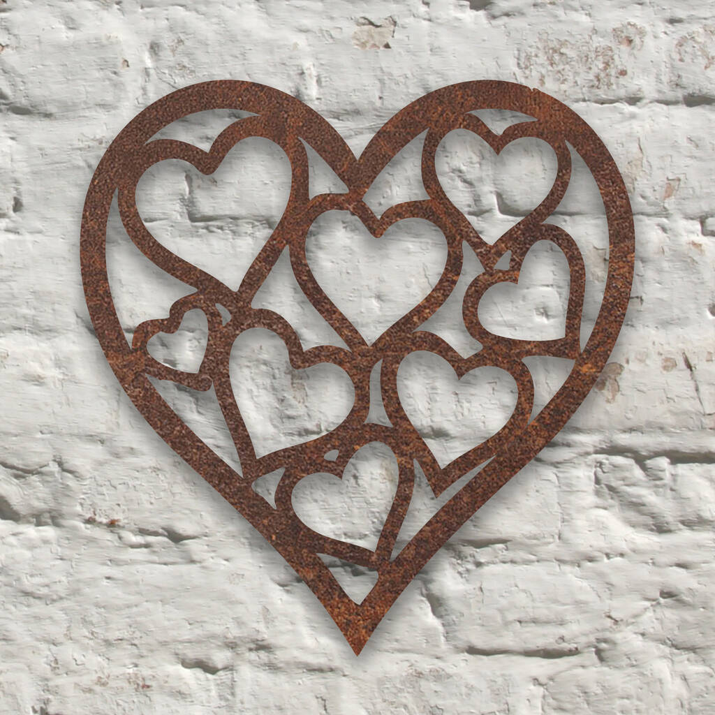 Metal Hearts In Heart Wall Art Sculpture