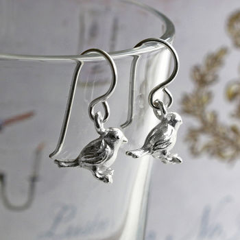 Sterling Silver Little Bird Dangly Earrings, 7 of 10