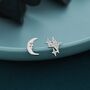 Sterling Silver Moon Face And Stars Stud Earrings, thumbnail 2 of 6