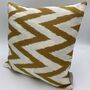 Square Ikat Silk Cushion Gold Zigzag, thumbnail 2 of 10