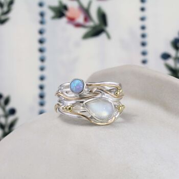 Moonstone And Fire Opal Statement Ring, 6 of 10