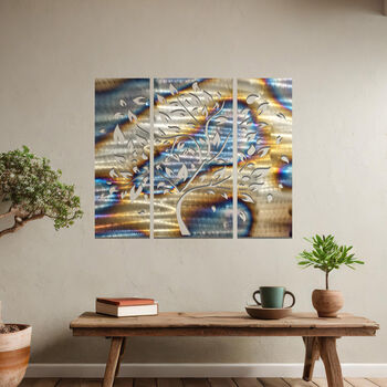 Elegant Metal Tree Triptych Wall Art For Living Room Bedroom Or Hallway Decor, 5 of 11