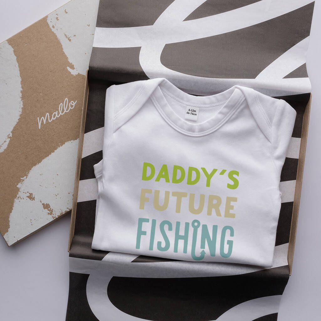 Organic Cotton Daddy's Future Fishing Buddy Baby Grow By Mallo