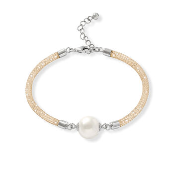 Credo Gold Mesh Bracelet With Cultured Freshwater Pearl, 2 of 4