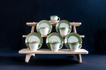 Green Set Of Six Porcelain Espresso Cup And Saucer, 10 of 11
