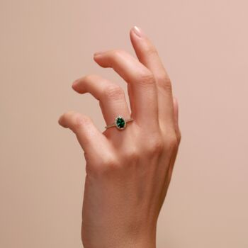 Rosalind Created Emerald And Lab Grown Diamond Ring, 4 of 12