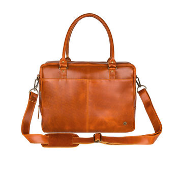 Personalised Tan Buffalo Leather Oxford Zip Up Satchel, 2 of 9