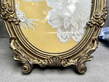 Crested Aged Gold Coloured Oval Photo Frame Freestanding Or Wall, 4 of 10