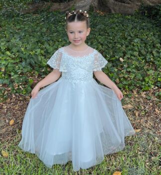 Grace In Off White Flower Girl Or Communion Dress, 4 of 9