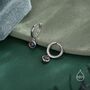 Sterling Silver Dangling Black Opal Hoop Earrings, thumbnail 2 of 12