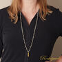 White Pearl Gold And Silver Tassel Charm Necklace, thumbnail 3 of 11