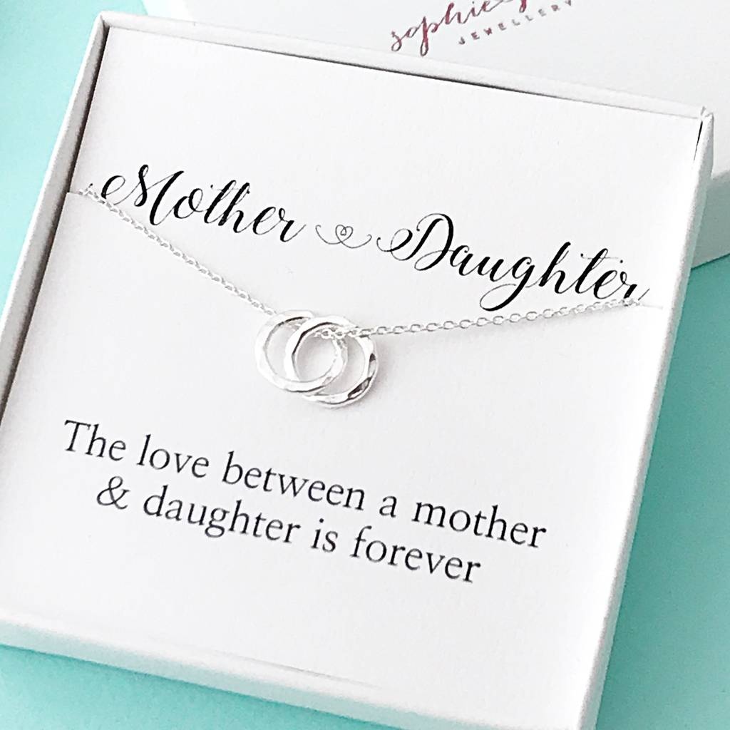 Mother & Daughter Necklace, Two Silver Circles, Mother Gift, Birthday Gift  for Mum, Gift Message Card, Eternity Jewellery, Infinity Pendant - Etsy