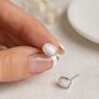 White Opal Oval Stud Earrings In Sterling Silver – 7mm, thumbnail 4 of 11