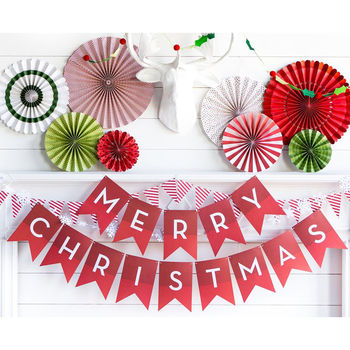 Red And White Striped Christmas Bunting Decoration, 2 of 2