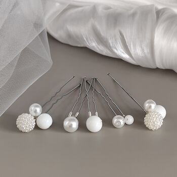 Set Of Five Pearl Bridal Hair Pins, 2 of 11