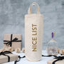 Christmas Alcohol Bottle Gift Bag 'Nice List', thumbnail 1 of 3