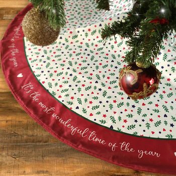 Personalised Christmas Tree Skirt Red Gingerbread, 2 of 4