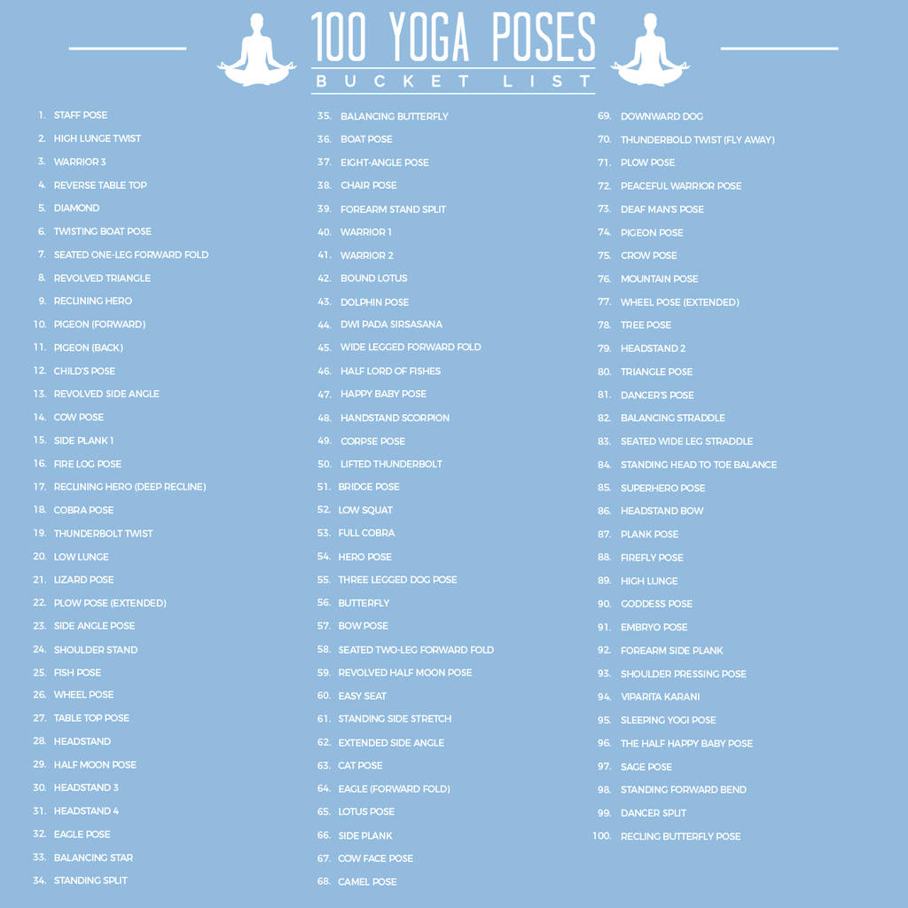 Scratch Posters Bucket List Instructional Graphic Poster for Yoga Studio 100 Things to do Scratch off Poster 100 Yoga Poses