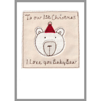 Personalised Polar Bear 1st Christmas Card Girl Or Boy, 2 of 7
