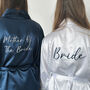 Navy Embroidered Bridesmaid Robes, thumbnail 4 of 5