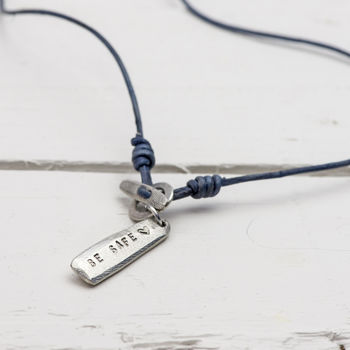 Personalised Leather Hoop And Bar Necklace, 3 of 7