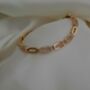 14 K Gold Oval Link Bracelet With Pave Zirconia Detail,Box Clasp Bracelet Jewellery Gift For Her, thumbnail 1 of 4