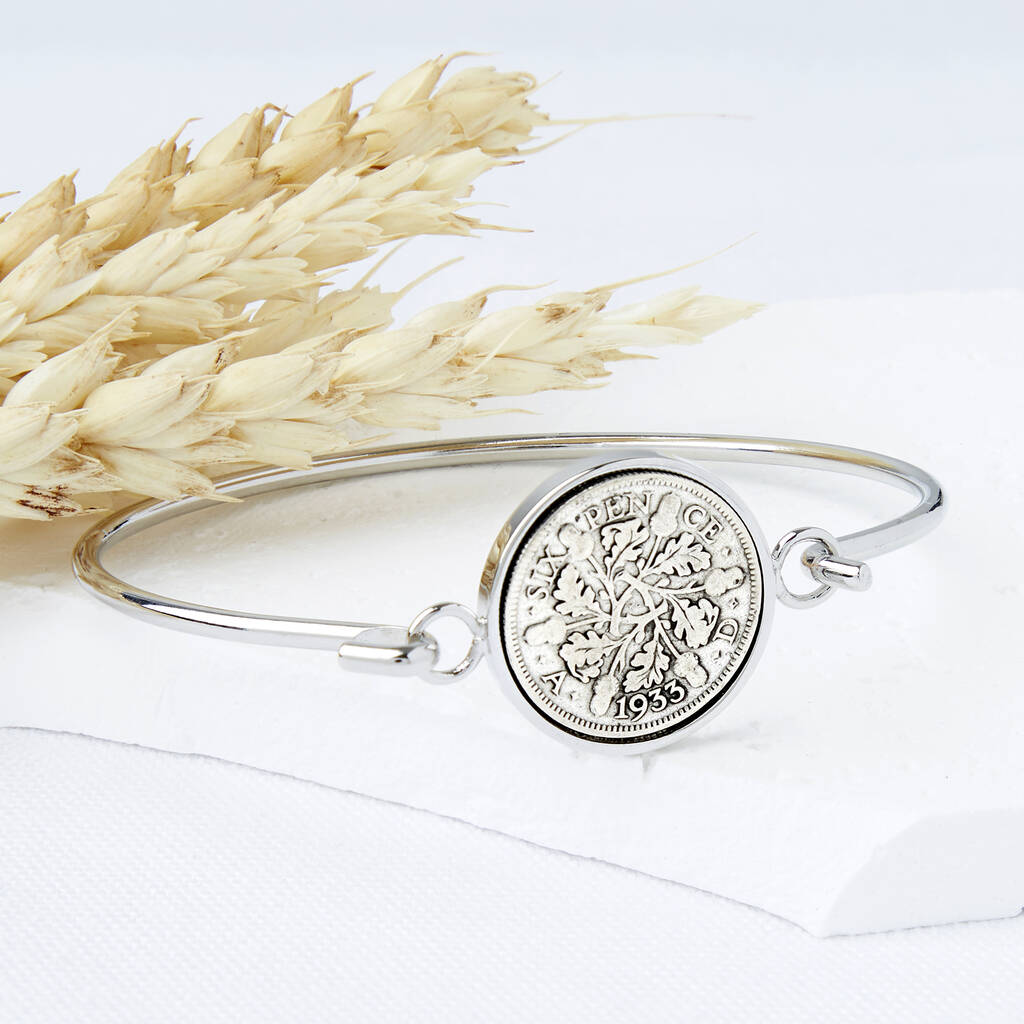 90th Birthday 1933 Sixpence Coin Bangle Bracelet By Ellie Ellie ...