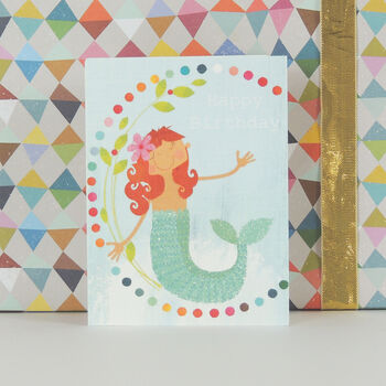 Happy Birthday Mermaid Mini Card, 4 of 4