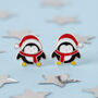 Sterling Silver Christmas Penguins Stud Earrings, thumbnail 1 of 3