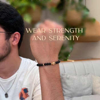 Bracelet Gifts For Men / Black Onyx Aromatherapy Bracelet With Oil Christmas Gift Set, 5 of 9