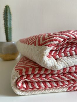 Zigzag Design Coral Soft Sofa Throw, 4 of 9