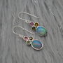 Fire Opal, Tourmaline Earrings: Silver, Dangle Drop, thumbnail 3 of 6