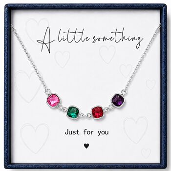 Personalised Square Shaped Family Birthstones Necklace, 10 of 12