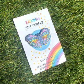Pastel Rainbow Butterfly Enamel Pin Badge, 7 of 10