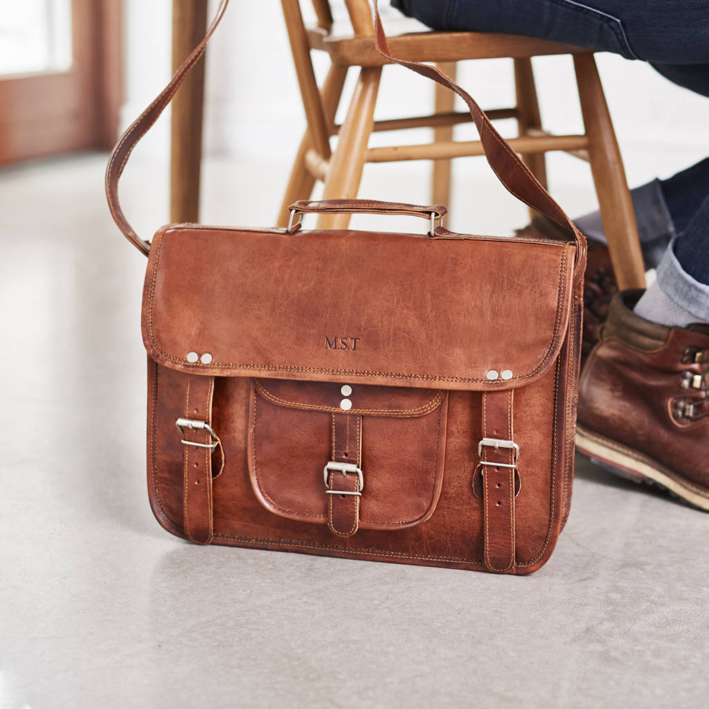 Classic Leather Laptop Bag With Handle And Pocket, 1 of 8