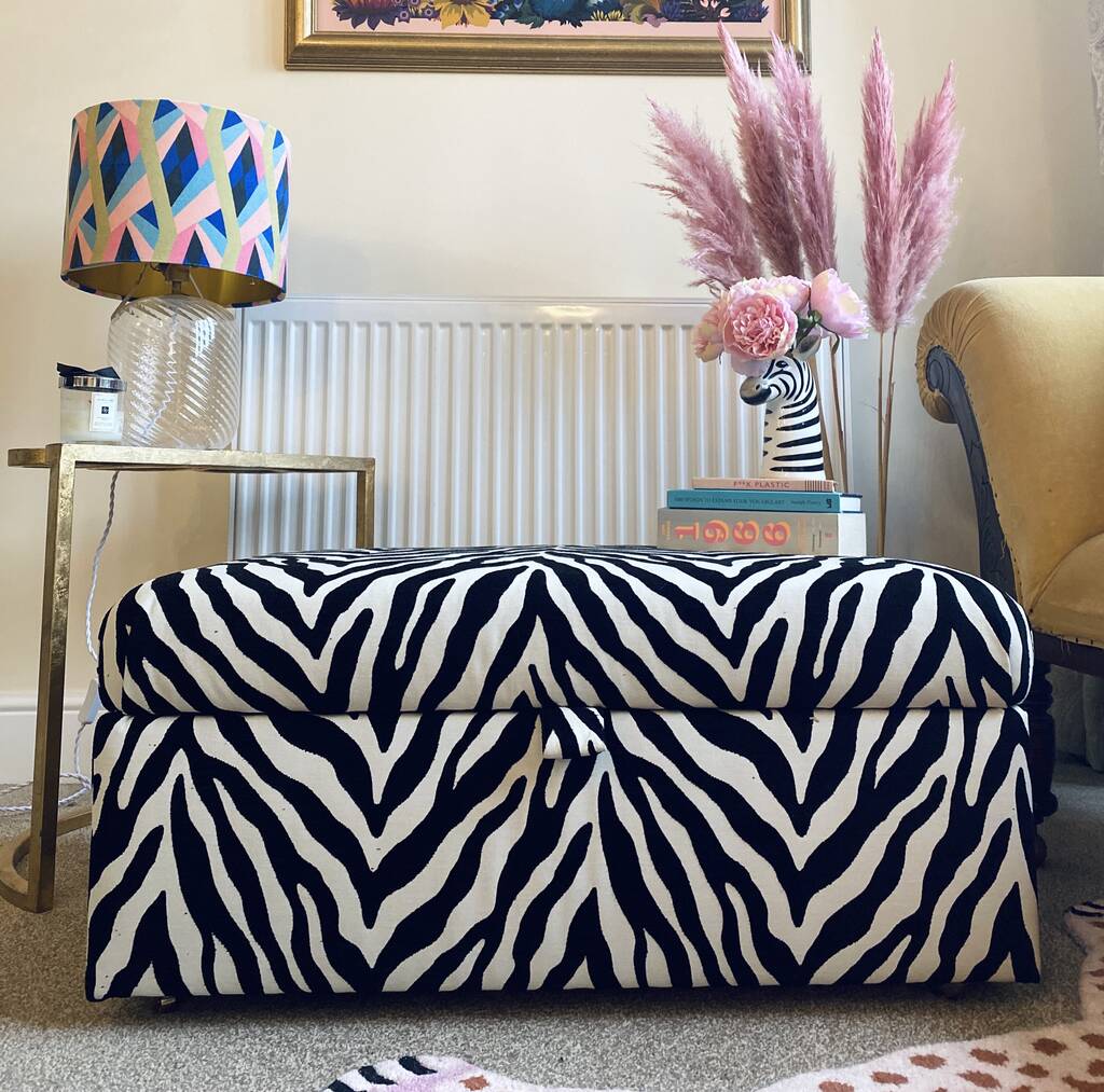 Coffee Table With Storage In Zebra Pattern, 1 of 3