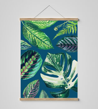 Houseplant Mixed Leaves Navy Print, 2 of 3