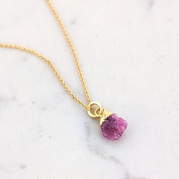 July Birthstone Necklace, Ruby, Gold Plated, 4 of 6
