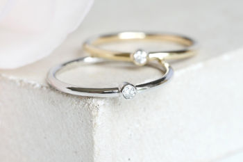 White Gold Diamond Dot Engagement Ring, 3 of 5