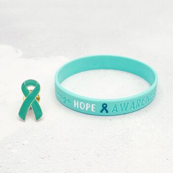 Teal Awareness Ribbon Bracelet Wristband, 3 of 8