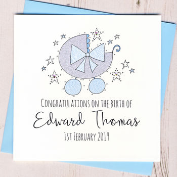 Personalised Glittery New Baby Card, 2 of 2