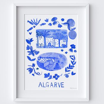Algarve Blue Portuguese 'Azulejo' Painted Art Print, 2 of 2