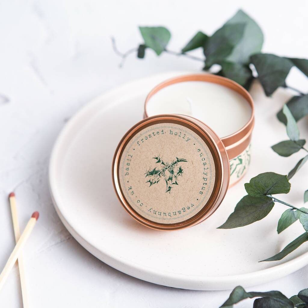 Frosted Holly Vegan Candle By Vegan Bunny | notonthehighstreet.com