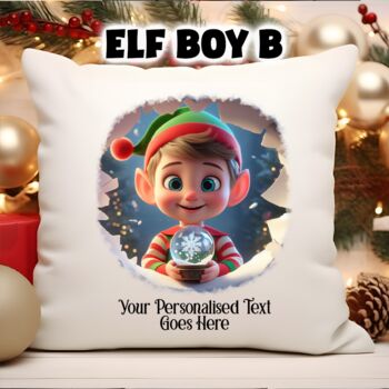 Personalised Christmas Elf Breakout Gift Cushion, 2 of 6